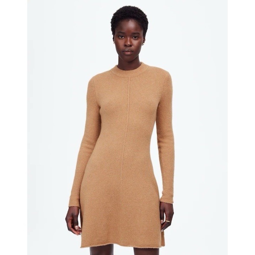 Madewell NWT XS Sweater Mini Dress Color Caramel